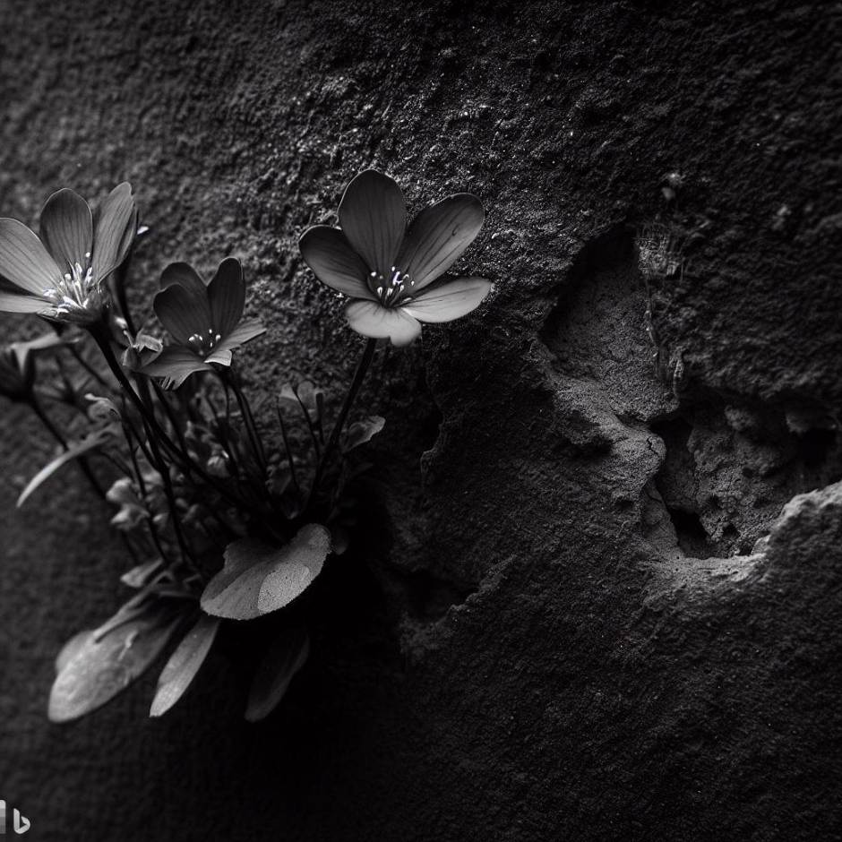 little flowers growing out of a crack in the wall