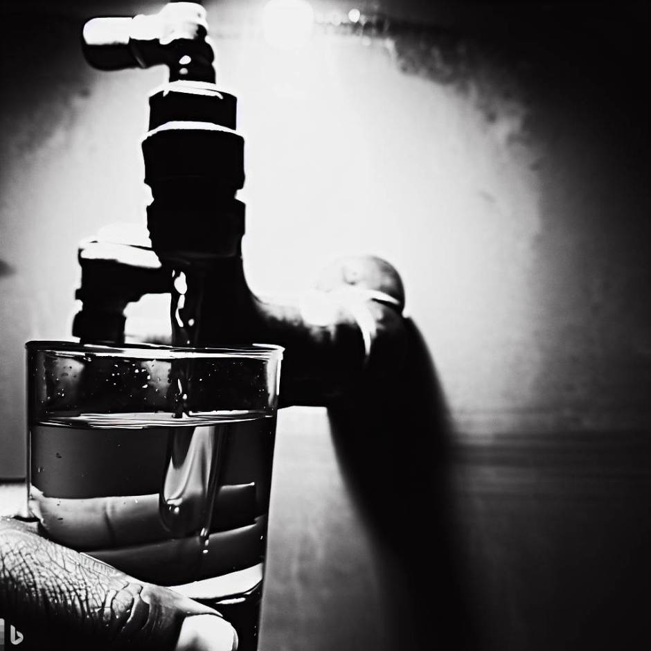 hand holding a glass with tap water pouring into it