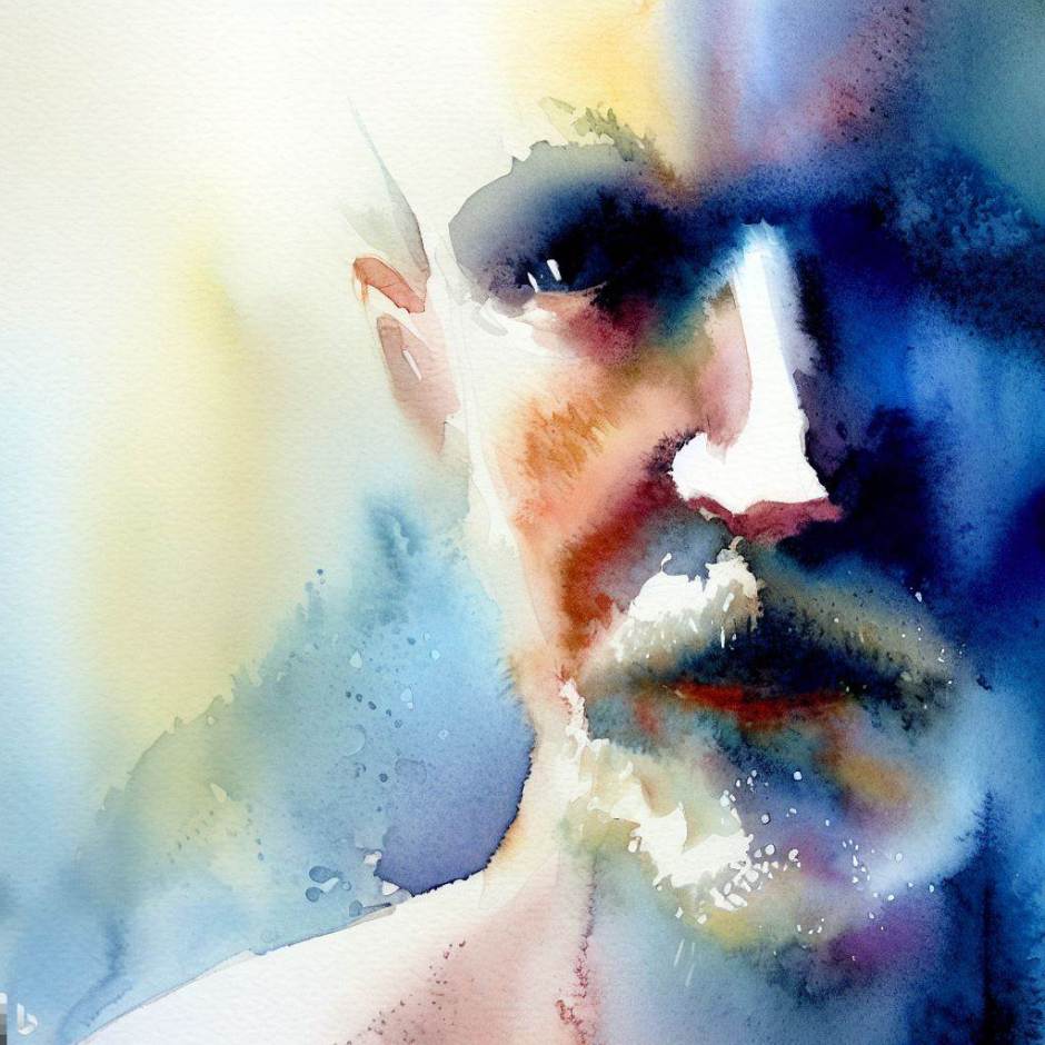 watercolour portrait of a middle-aged man