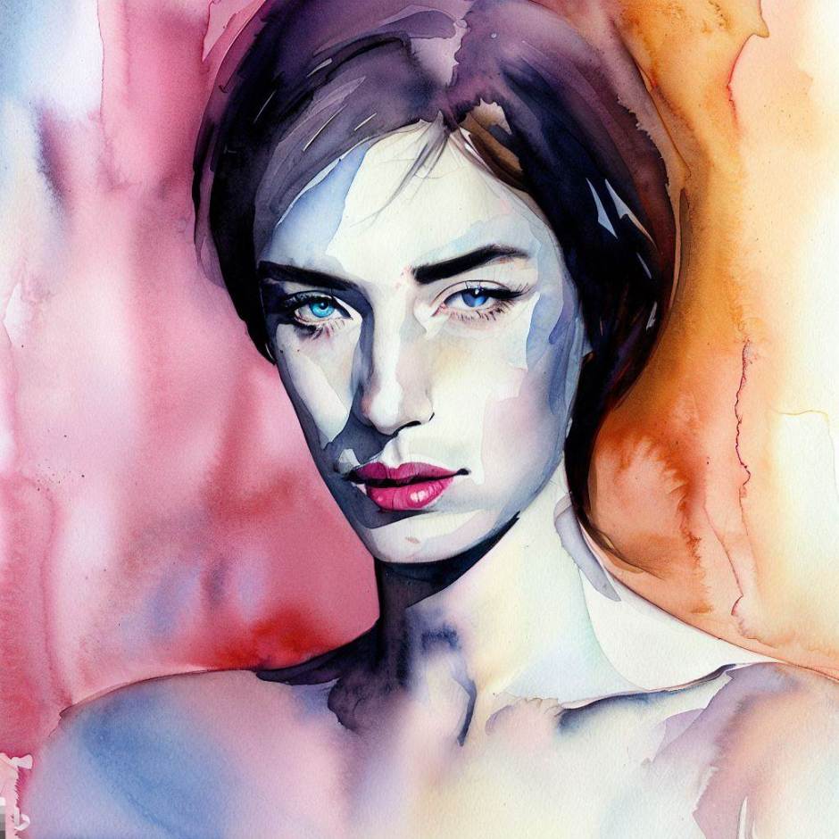 watercolour portrait of a young woman