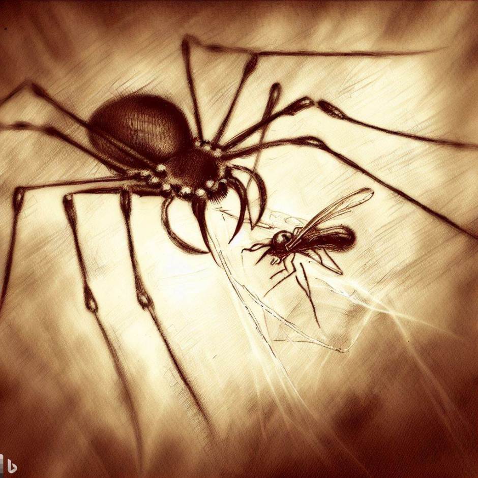 the spider caught the fly