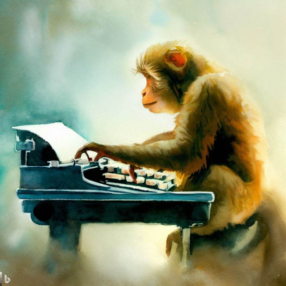 monkey writes on a typewriter
