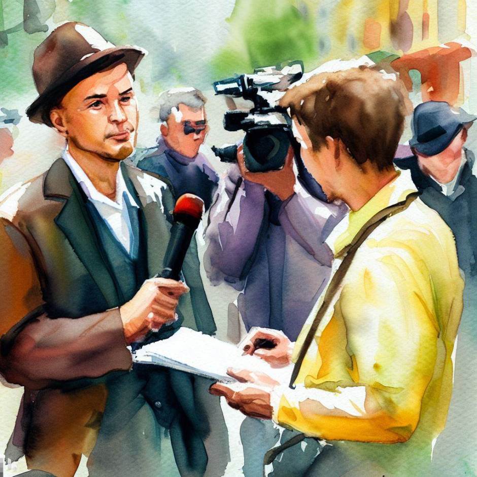 journalist interviewing people in the street
