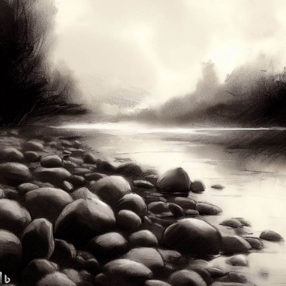 pebbles on the river bank